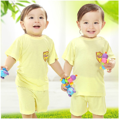 沐童 竹浆纤维 夏季儿童居家服儿童套装 2件套 短袖T恤+短裤