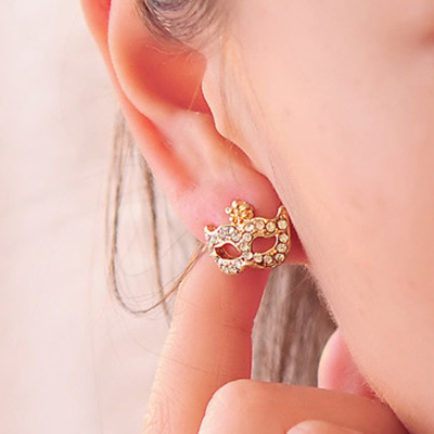 佰尚美(BESMAE)  韩版新款时尚耳钉 波西米亚面具镶钻小花耳饰 耳钉/耳饰