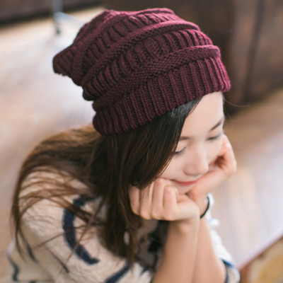 佰尚美(BESMAE)  新款韩版 冬季女帽子  毛线针织 女士帽   休闲毛毛保暖帽子