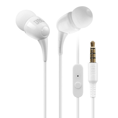 JBL T100A 立体声入耳式耳机 带麦可通话 白色