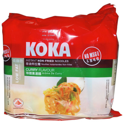 新加坡进口 KOKA可口牌咖喱素汤味快熟拉面（非油炸） 85g*4包