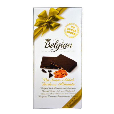 比利时进口 Belgian白丽人 扁桃仁麦芽糖醇黑巧克力 100g