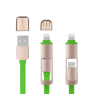 Haweel 苹果6数据线二合一伸缩手机充电线 适用于iPhone6/5S/安卓/三星/小米 活波绿