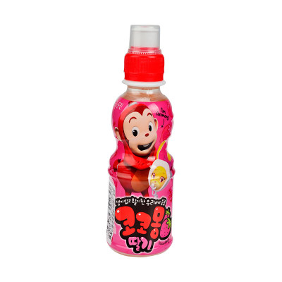 韩国进口 熊津 香肠猴草莓汁饮料200ml/瓶