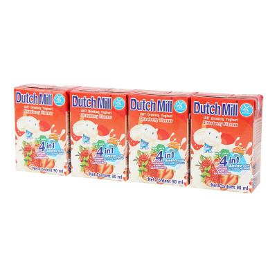 泰国进口 达美 草莓味酸奶饮品 90ml*4盒