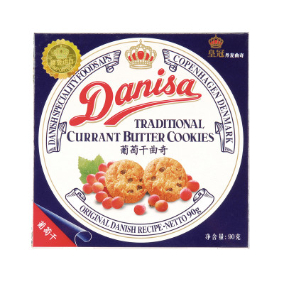 印尼进口皇冠 丹麦曲奇饼干葡萄干味 盒装 90g/盒