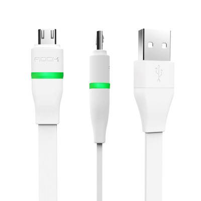 洛克（ROCK） USB数据线 智能断电发光充电线 适用于安卓手机 1米 白色