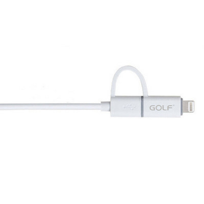 GOLF高尔夫 二合一数据线 苹果5/5S/6/6plus安卓三星小米等通用 白色